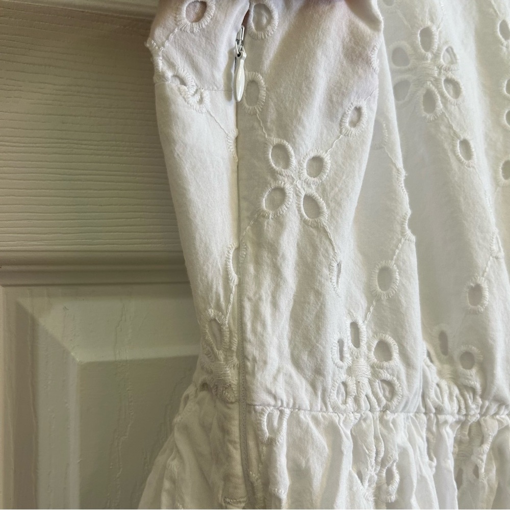 J. Crew White Eyelet Cotton Sundress Sz 2 Shirtdress Summer Bridal Preppy Lace - Picture 10 of 13
